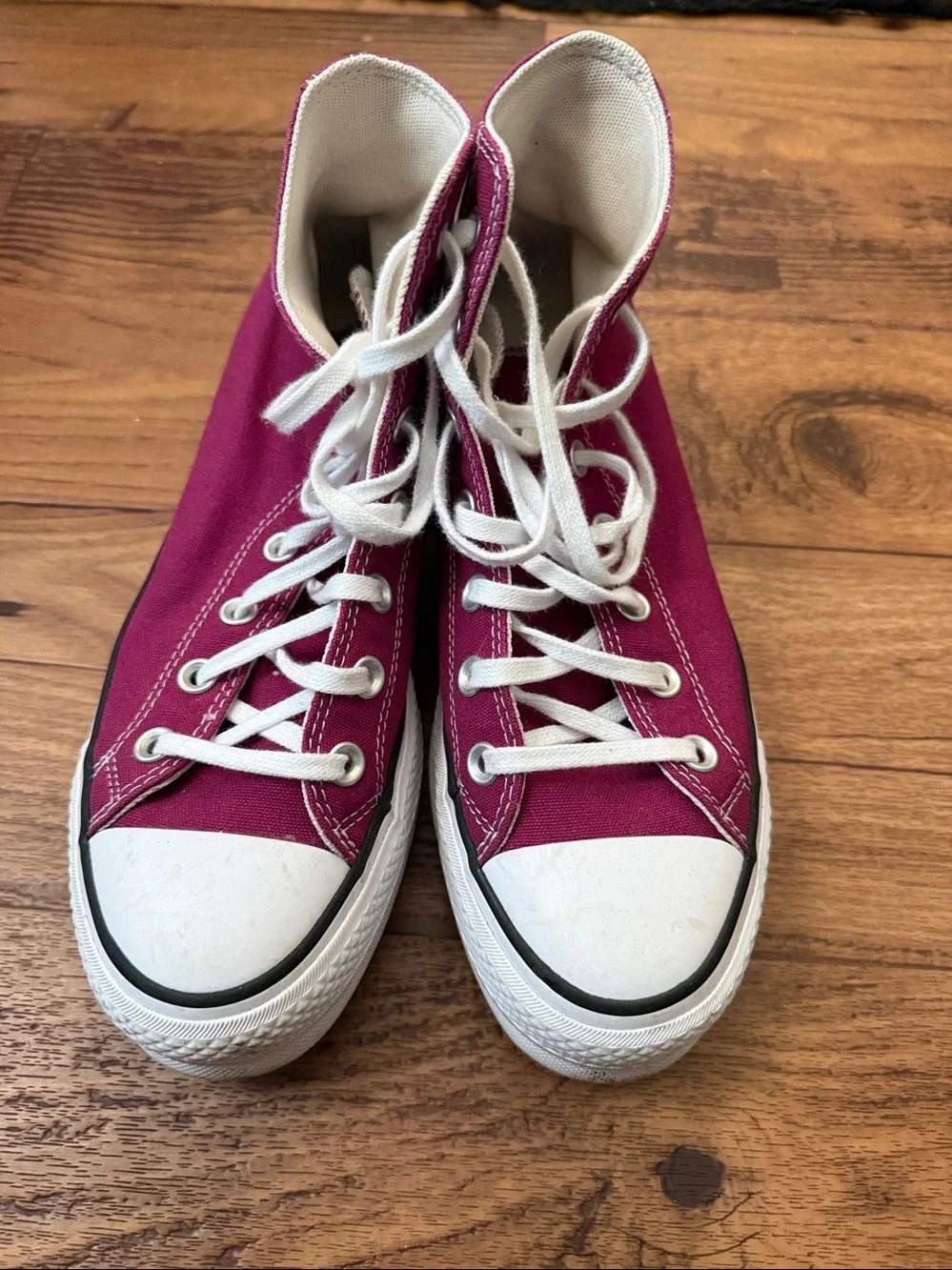 Converse Kids High-Top Sneakers in Magenta and White